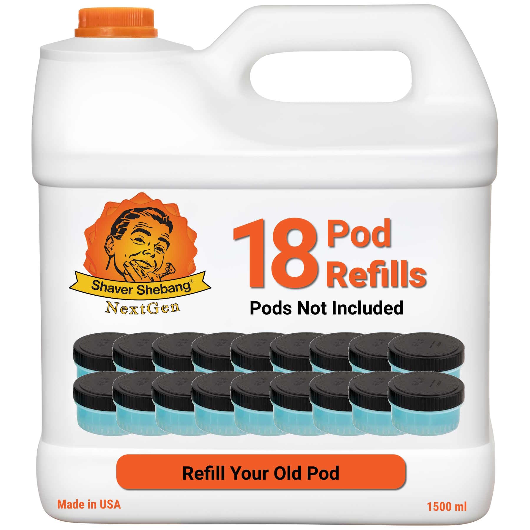 1 bottle of Shaver Shebang for Philips Norelco Quick Clean refills. Each bottle refills 18 Quick Clean pods.